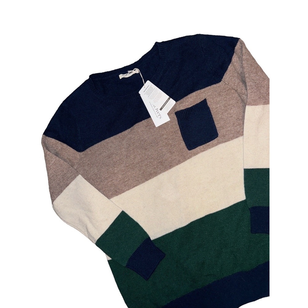 Woolovers Sweater Women's Lambswool Stripe Colorblock Jumper Pocket New LG